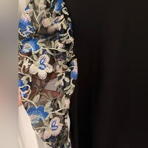 Floral Embroidered Black Dress